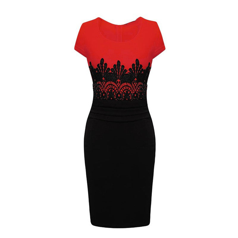 OL Stitching Lace Dress Evening Dress Angelwarriorfitness.com