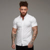 Muscle Men's Fitness Shirt Short-Sleeved Shirt Summer Sports Stretch Breathable Brothers Tight-Fitting Non-Iron Quick-Drying Shirt Angelwarriorfitness.com