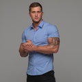 Muscle Men's Fitness Shirt Short-Sleeved Shirt Summer Sports Stretch Breathable Brothers Tight-Fitting Non-Iron Quick-Drying Shirt Angelwarriorfitness.com