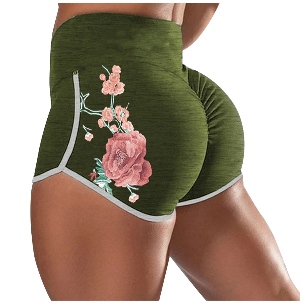 Women Female Push Up Gym Legging Running Floral Workout Shorts Scrunch Booty Gym Comfortable Pants Angelwarriorfitness.com