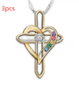 Cross Love Colorful Imitatio Gemstone Pendant Alloy Clavicle Chain Angelwarriorfitness.com