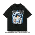 Hip Hop Streetwear Washed T Shirt Lightning Skull Girl Angelwarriorfitness.com