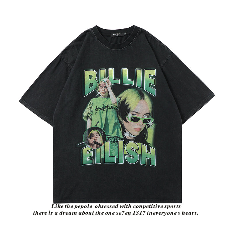 Hip Hop Streetwear Washed T Shirt Lightning Skull Girl Angelwarriorfitness.com