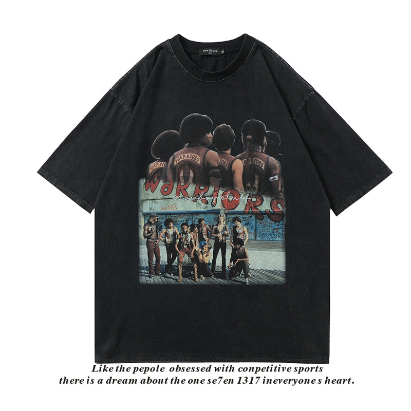 Hip Hop Streetwear Washed T Shirt Lightning Skull Girl Angelwarriorfitness.com