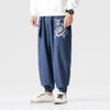 Chinese Style Large Size Dragon And Tiger Embroidery Youth Mens Cotton And Linen Casual Pants Angelwarriorfitness.com