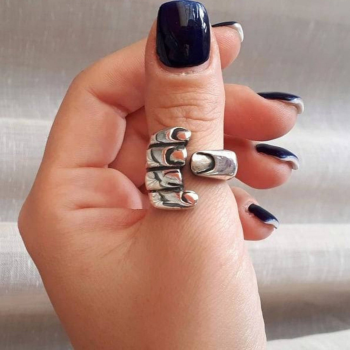 Gothic Carved Hand Rings For Women Men Cuff Vintage Ring Adjustable Party Wedding Couple Rings Jewelry Anillos Bague Angelwarriorfitness.com