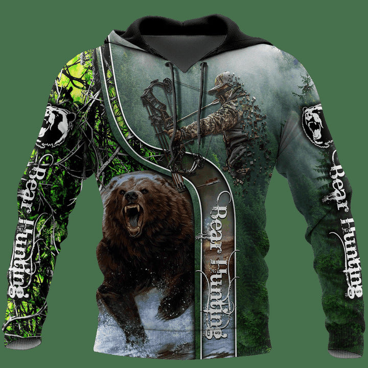American Super Plus Size Men Sweater Bear Stupid Bear Series Hooded Pullover Sweater Casual Long-sleeved Angelwarriorfitness.com
