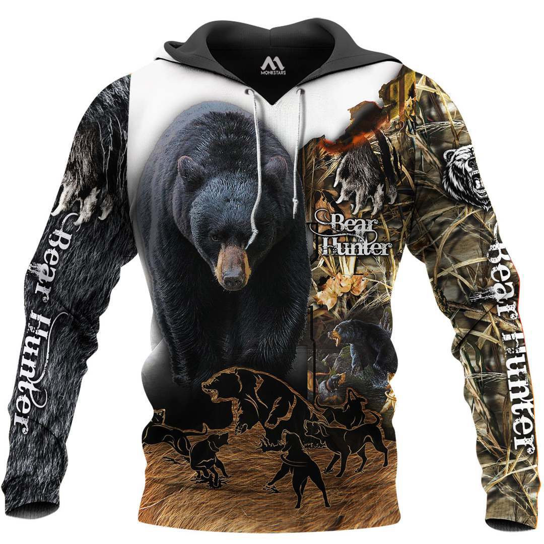 American Super Plus Size Men Sweater Bear Stupid Bear Series Hooded Pullover Sweater Casual Long-sleeved Angelwarriorfitness.com