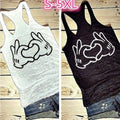 Cute Two-handed Love Printed Vest Women Sleeveless T-shirt Angelwarriorfitness.com