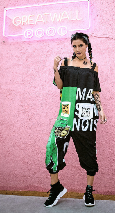 New Trendy Brand Plus Size Women'S Hip-Hop Hip-Hop Hip-Hop One-Piece Suspenders Rock Dinosaur Angelwarriorfitness.com