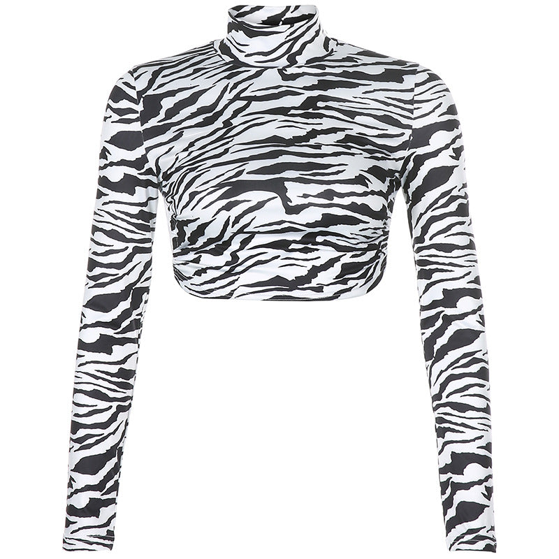 HEYounGIRL Animal Zebra Print Backless Cropped Tshirt Women Sexy Long Sleeve T-shirt Ladies Fashion Crop Tops Tees Streetwear Angelwarriorfitness.com