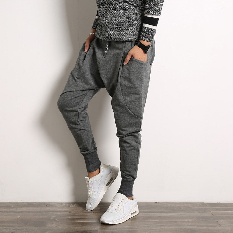 Japanese Solid Color Plus Size Harem Suspender Pants Youth Casual Trousers Mens Trousers Angelwarriorfitness.com