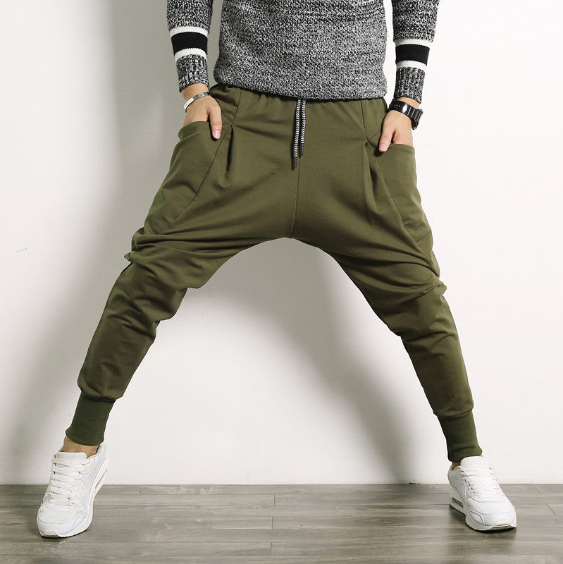 Japanese Solid Color Plus Size Harem Suspender Pants Youth Casual Trousers Mens Trousers Angelwarriorfitness.com