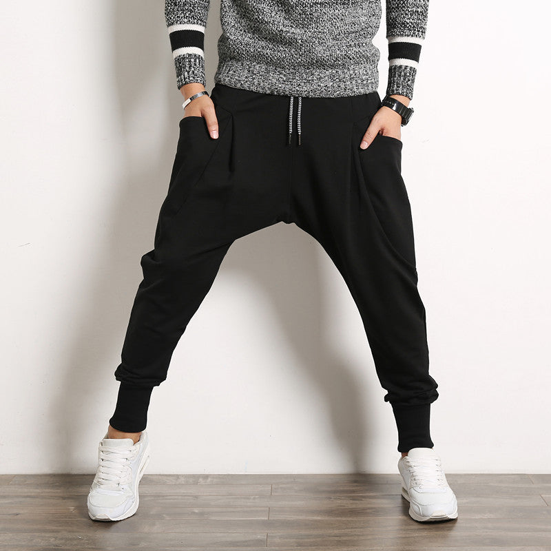 Japanese Solid Color Plus Size Harem Suspender Pants Youth Casual Trousers Mens Trousers Angelwarriorfitness.com
