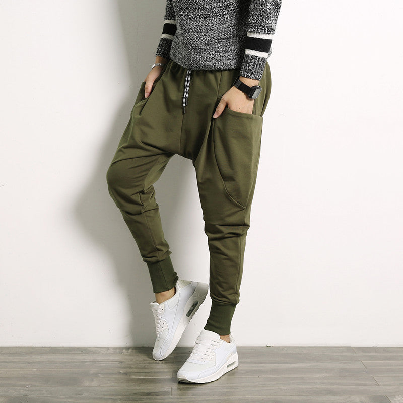 Japanese Solid Color Plus Size Harem Suspender Pants Youth Casual Trousers Mens Trousers Angelwarriorfitness.com