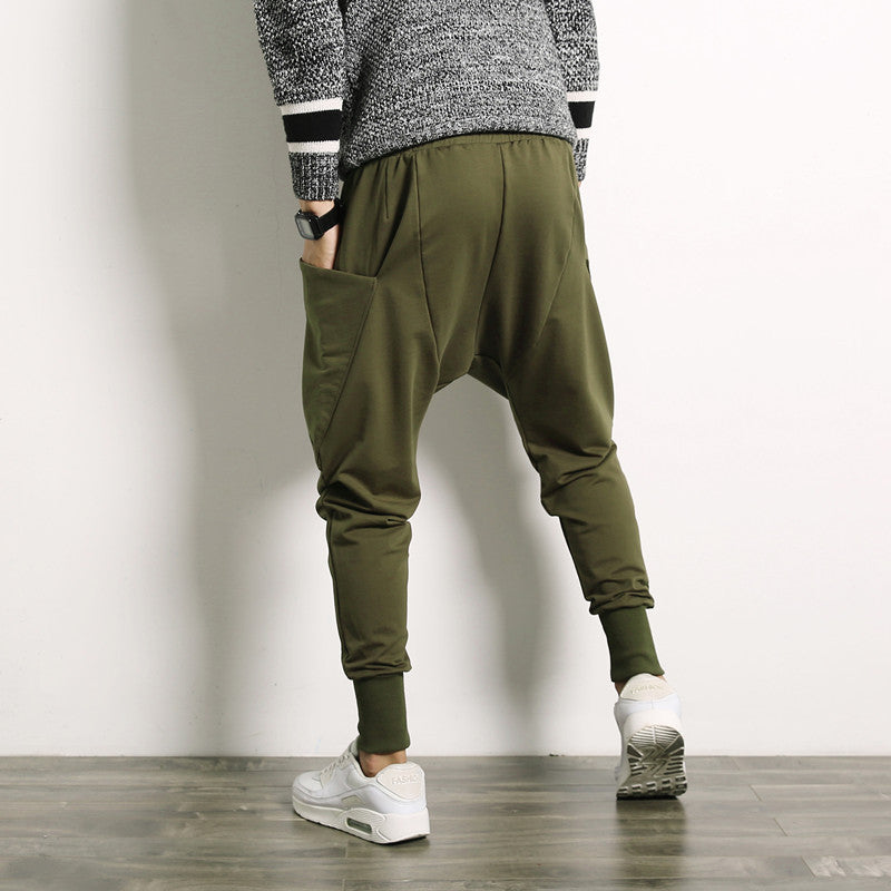Japanese Solid Color Plus Size Harem Suspender Pants Youth Casual Trousers Mens Trousers Angelwarriorfitness.com