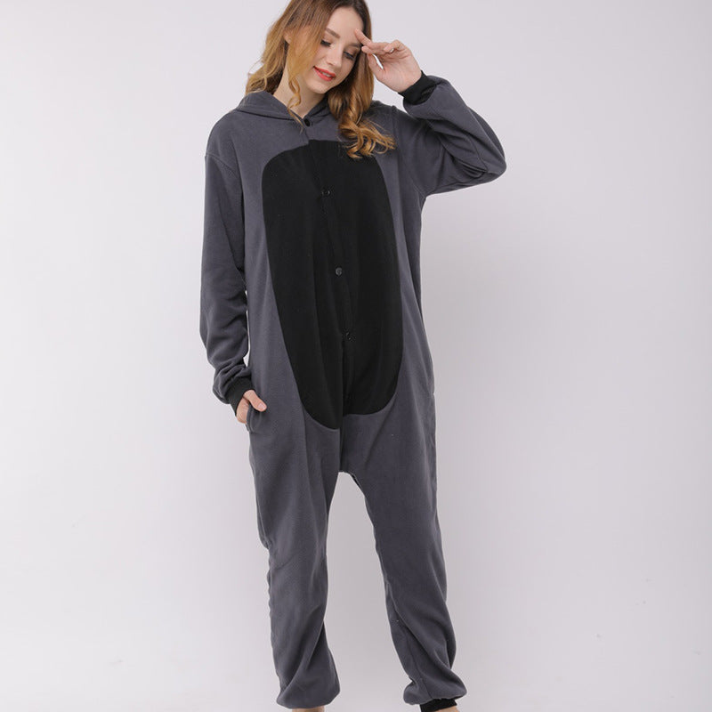 Raccoon cartoon animal one-piece pajamas polar fleece material Angelwarriorfitness.com