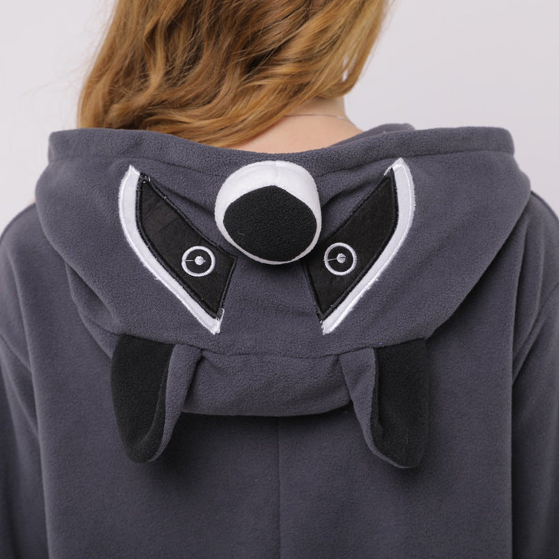 Raccoon cartoon animal one-piece pajamas polar fleece material Angelwarriorfitness.com