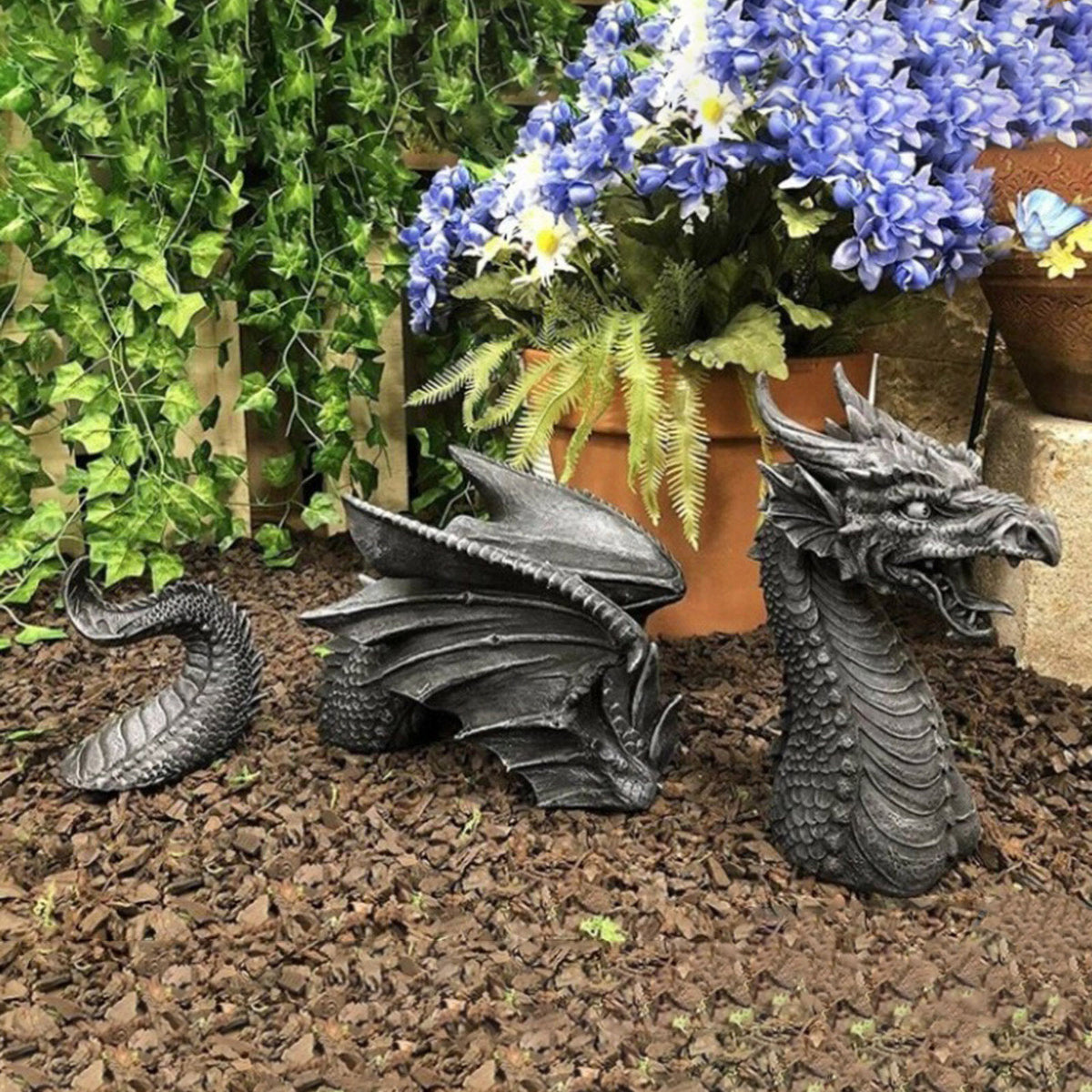 Large Dragon Gothic Garden Decor Statue Castle Moat Lawn Statue Garden Sculptures & Statues Funny Yard Garden Outdoor Figurine Angelwarriorfitness.com