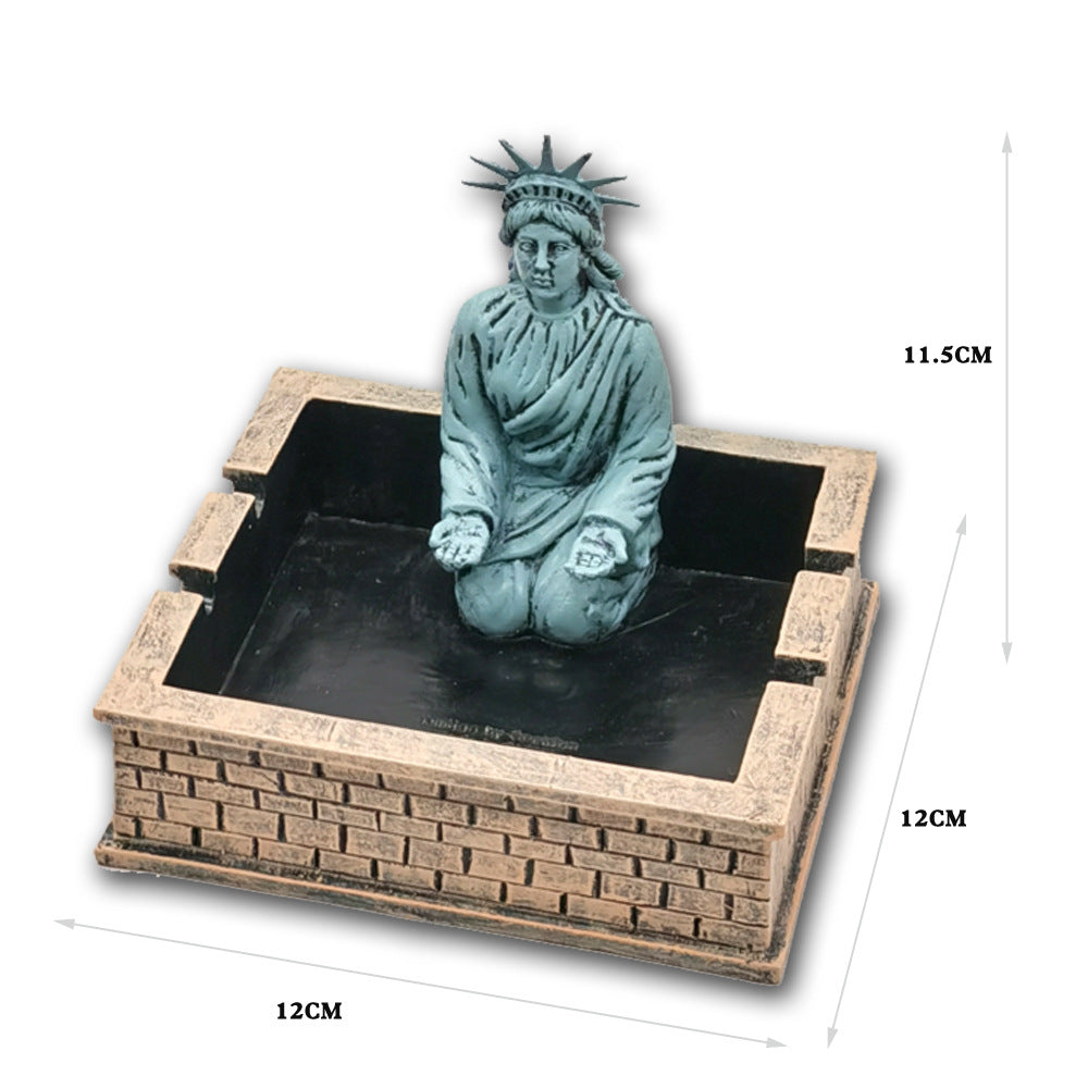 Creative Statue Of Liberty Ashtray Resin Tabletop Furnishing Square Brick Personalized Living Room Ashtray Storage Box Angelwarriorfitness.com