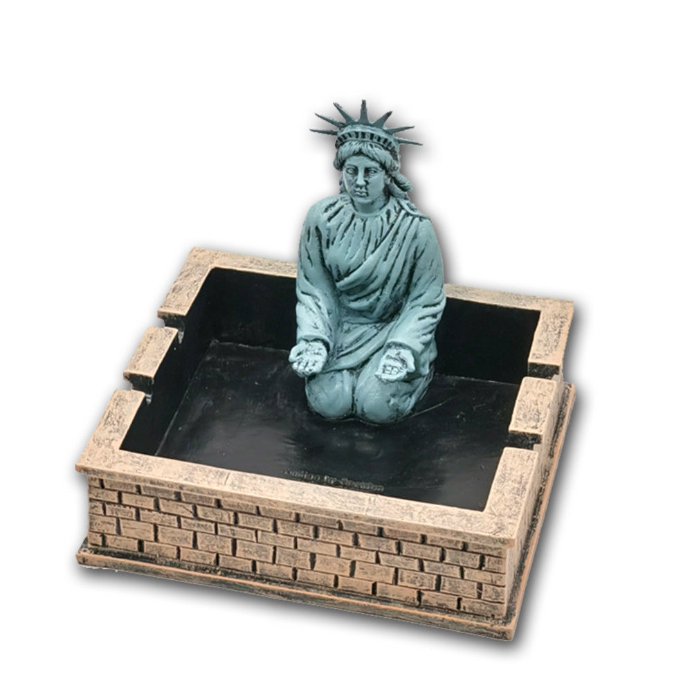Creative Statue Of Liberty Ashtray Resin Tabletop Furnishing Square Brick Personalized Living Room Ashtray Storage Box Angelwarriorfitness.com