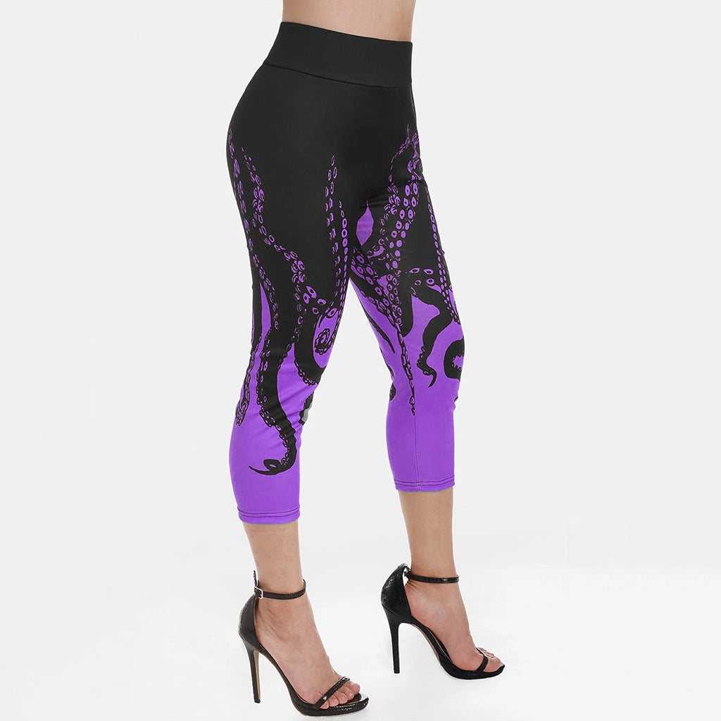 High-Waisted Octopus Print Leggings Angelwarriorfitness.com