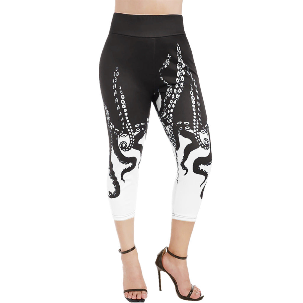High-Waisted Octopus Print Leggings Angelwarriorfitness.com