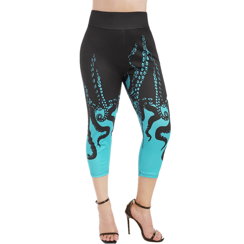 High-Waisted Octopus Print Leggings Angelwarriorfitness.com