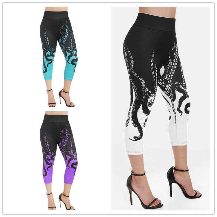 High-Waisted Octopus Print Leggings Angelwarriorfitness.com