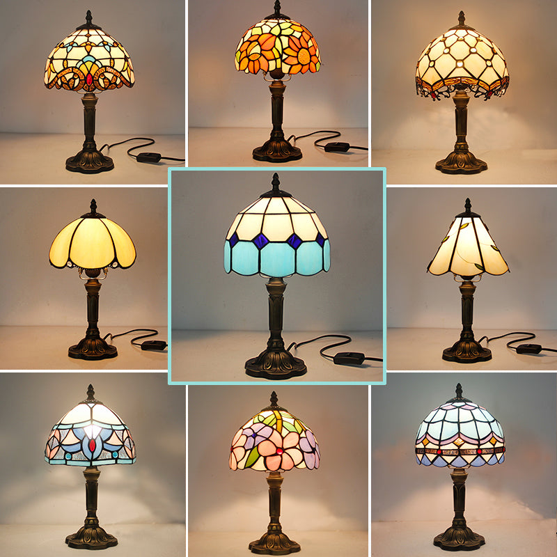 Lamp Bedroom Bedside Lamp Retro Bar Yellow Glass Lamp Resin Base Table Lamps Makeup Table Side Table Led Lights Angelwarriorfitness.com