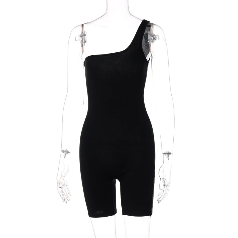 Shoulder Solid Backless Women Rompers Workout Female Elastic Playsuits Angelwarriorfitness.com