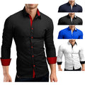 Business Men's Long-sleeved Shirt, Slim Fit, Colorful Buttons, Lapel, Mens Angelwarriorfitness.com