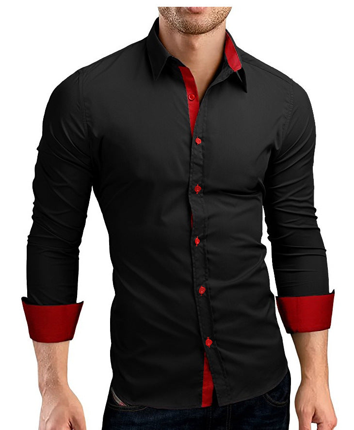 Business Men's Long-sleeved Shirt, Slim Fit, Colorful Buttons, Lapel, Mens Angelwarriorfitness.com
