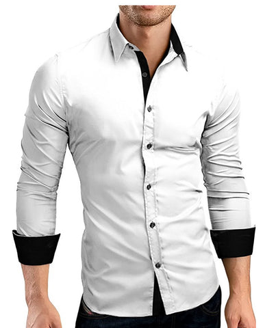 Business Men's Long-sleeved Shirt, Slim Fit, Colorful Buttons, Lapel, Mens Angelwarriorfitness.com