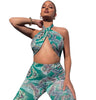 Cross Halter Vest High Waist Flare Pants Totem Print Suit Angelwarriorfitness.com