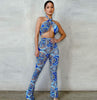 Cross Halter Vest High Waist Flare Pants Totem Print Suit Angelwarriorfitness.com