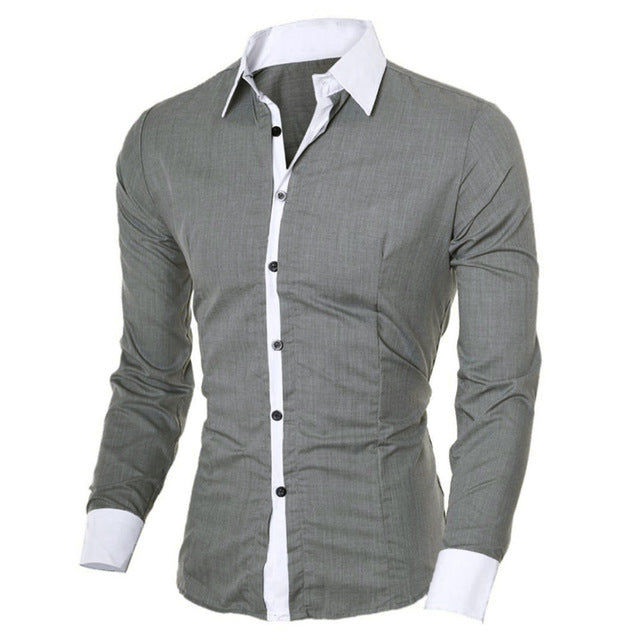 Mens Casual Long Sleeve Slim Fit Shirts Angelwarriorfitness.com