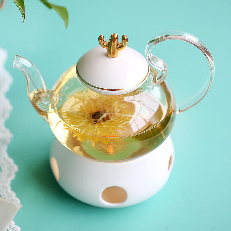 Flower Teapot Candle Heating Fruit Teapot Set Heat-resistant Glass Afternoon Tea Flower And Fruit Teapot Angelwarriorfitness.com