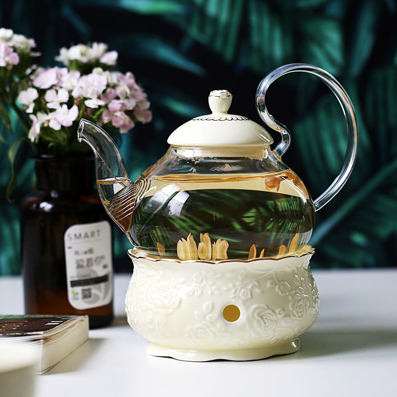 Flower Teapot Candle Heating Fruit Teapot Set Heat-resistant Glass Afternoon Tea Flower And Fruit Teapot Angelwarriorfitness.com