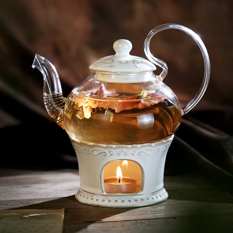 Flower Teapot Candle Heating Fruit Teapot Set Heat-resistant Glass Afternoon Tea Flower And Fruit Teapot Angelwarriorfitness.com
