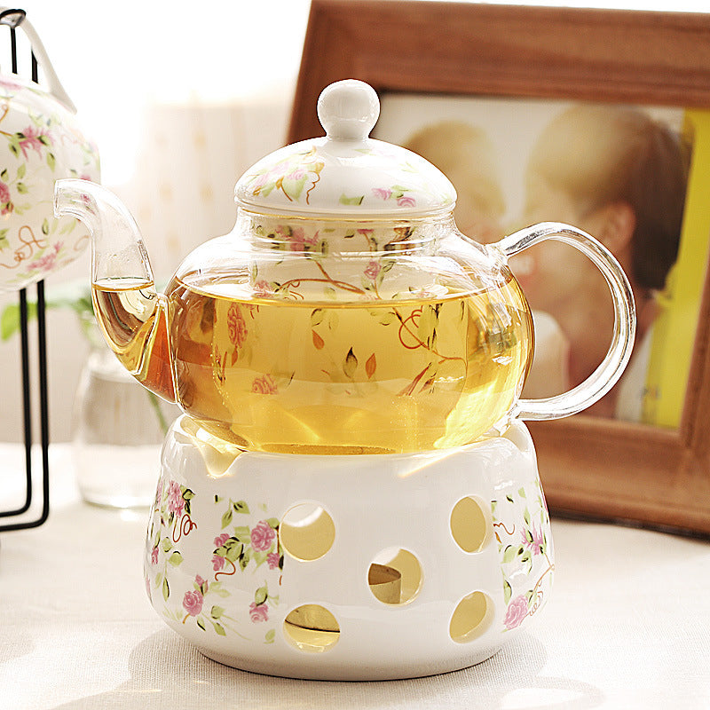 Flower Teapot Candle Heating Fruit Teapot Set Heat-resistant Glass Afternoon Tea Flower And Fruit Teapot Angelwarriorfitness.com