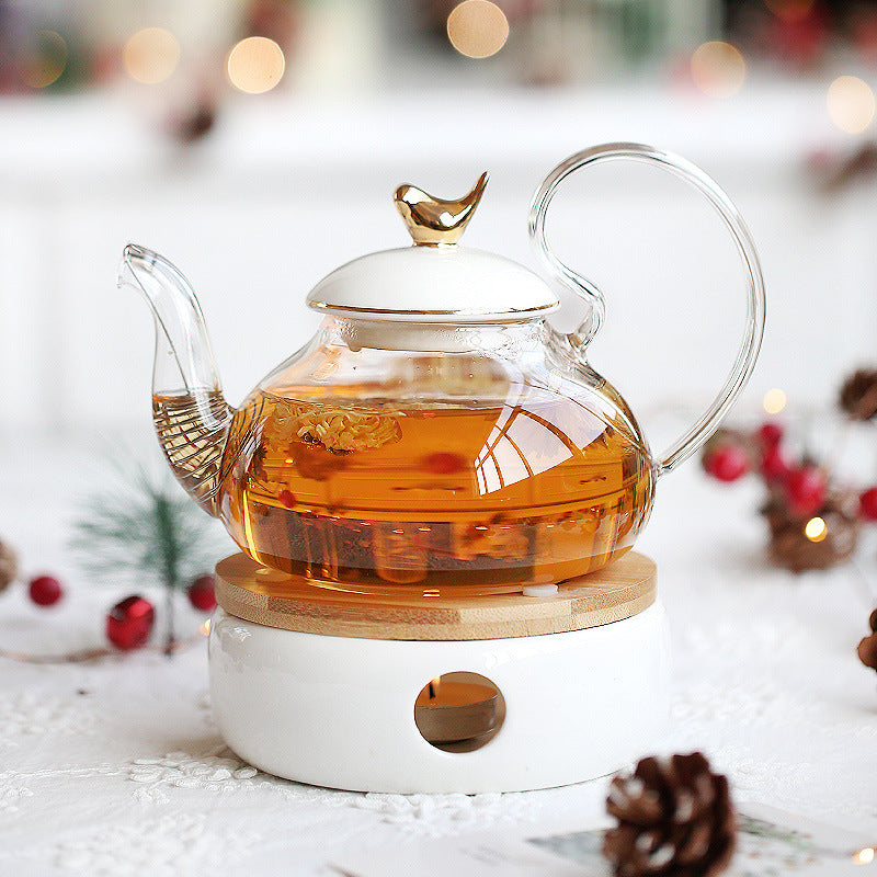 Flower Teapot Candle Heating Fruit Teapot Set Heat-resistant Glass Afternoon Tea Flower And Fruit Teapot Angelwarriorfitness.com