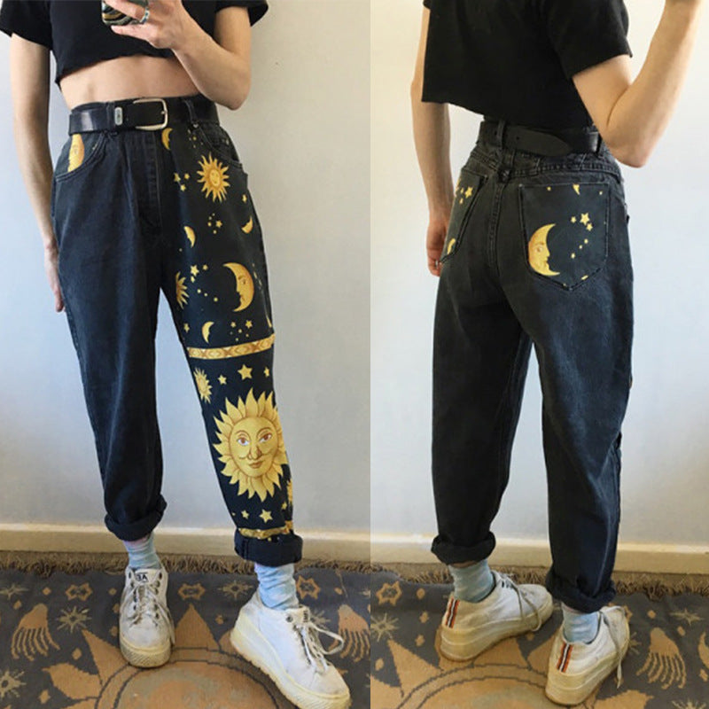 Europe And The United States New Ladies Fashion Fashion Printed Harem Pants Loose Jeans Angelwarriorfitness.com