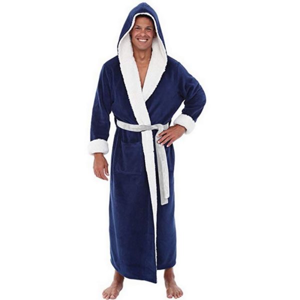Men's Plus Size Extra Long Bathrobe Long Sleeve Nightgown Angelwarriorfitness.com