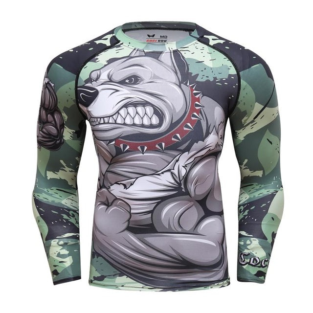 Mens Tracksuit Set D Animal Compression T-Shirt Pants Skin Angelwarriorfitness.com