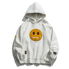 Zipper Pocket Smile Face Patchwork Fleece Hoodie Sweatshirt Streetwear Men's Hip-Hop Casual Hooded Top Angelwarriorfitness.com