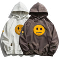 Zipper Pocket Smile Face Patchwork Fleece Hoodie Sweatshirt Streetwear Men's Hip-Hop Casual Hooded Top Angelwarriorfitness.com