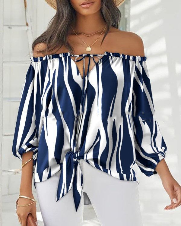 Urban Leisure Stitching One-word Shoulder Straps Women's Tops Angelwarriorfitness.com