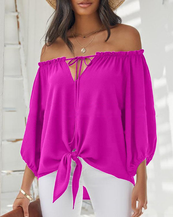 Urban Leisure Stitching One-word Shoulder Straps Women's Tops Angelwarriorfitness.com
