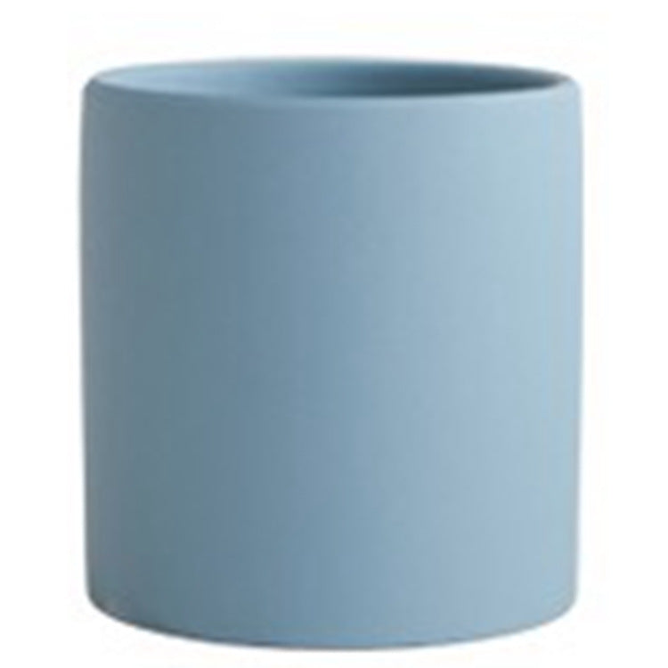 Nordic Industrial Style Colorful Ceramic Flowerpot Succulent Planter Green Plants Cylindrical Shape Flower Pot With Hole Tray Angelwarriorfitness.com